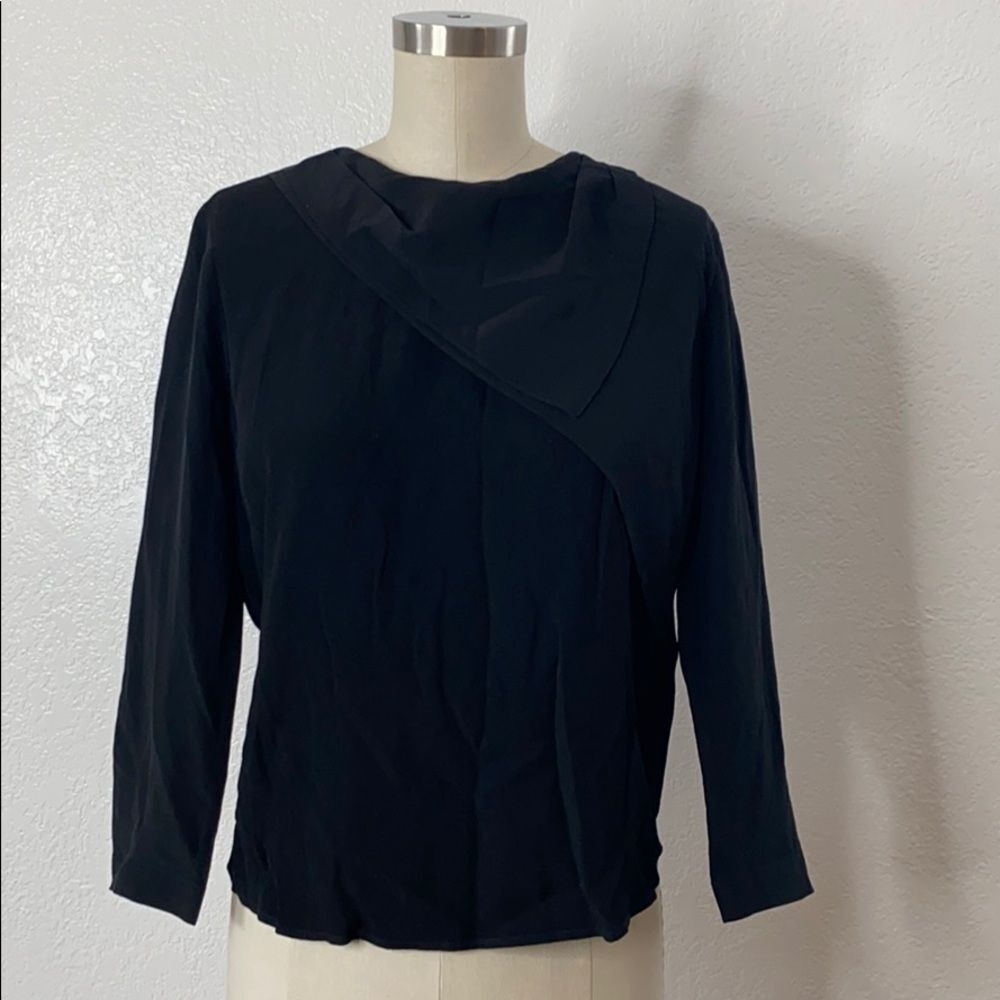 Sandro black retro silk top M